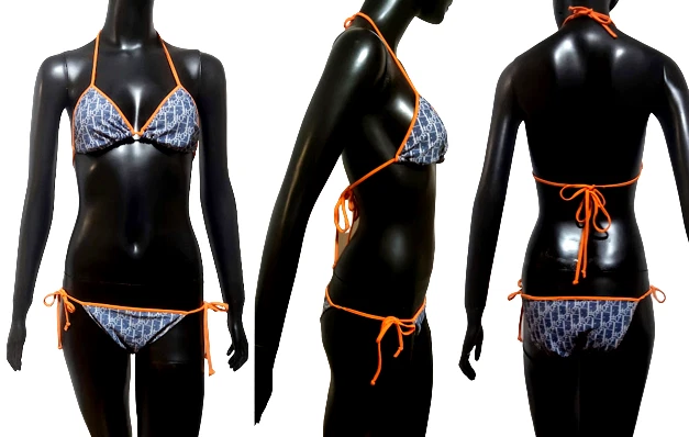 ❤️CHRISTIAN DIOR, DENIM Blue vintage MONOGRAM BIKINI size: M, AWESOME!