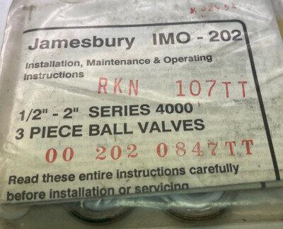 Metso RKN-107TT Jamesbury Ball Valve Repair Kit 1/2 -2  Series 4000 (23J162)