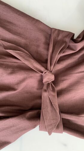 vintage Cotton Linen Blend 1990s Does Edwardian Dress maxi brown soutache trim - Picture 20 of 20