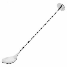 11" Disc Cocktail Spoon with Masher - Bar Mixing Spoon for Stirring & Muddling