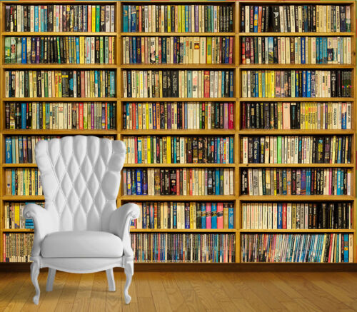 Library Books Bookcase Wall Art Wall Mural Self Adhesive Vinyl Decal  Wallpaper | eBay