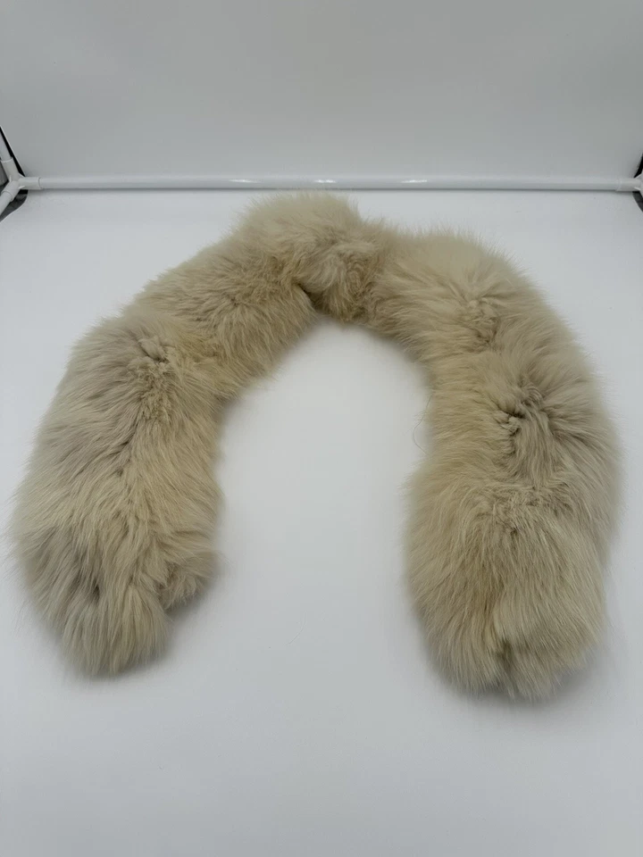 Estola nupcial de zorro vintage, antigua blanco roto, forro satinado, piel de zorro real Foto 2 de 4