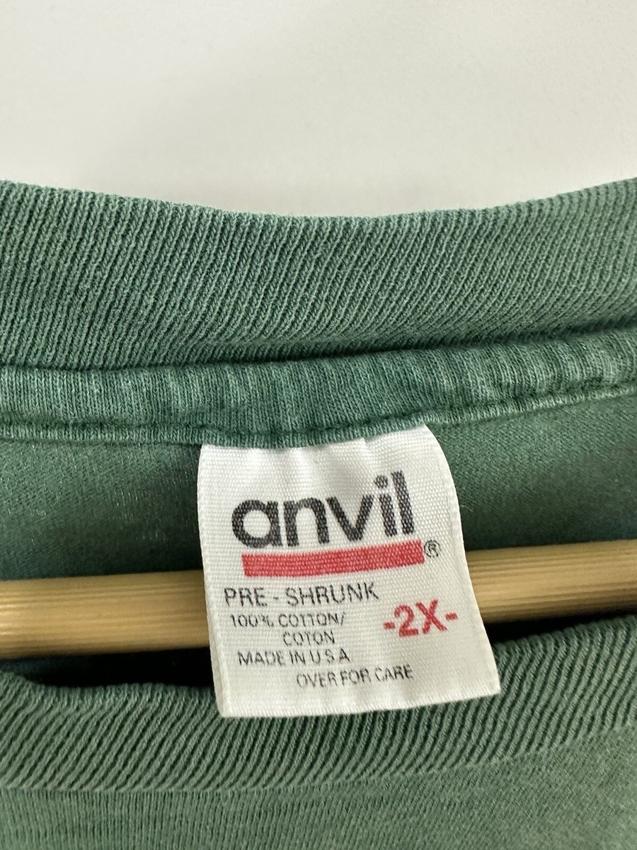 VTG 90s Gradient Sun Faded Green Blank Anvil Single Stitch WIP T