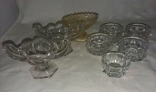 8 Vintage Open Salts Clear Variety 3 Pedestal 1 Cut 4 are set