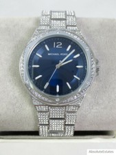 Michael Kors Lennox Pave Glitz Crystal Silver Blue Watch MK6990 Box NIB