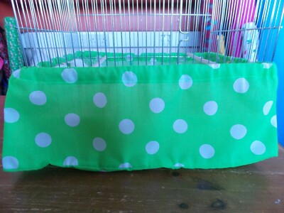 LIME GREEN /& WHITE SPOT BIRD CAGE TIDY ~ medium 14 x 18 approx 36 x 46 cms