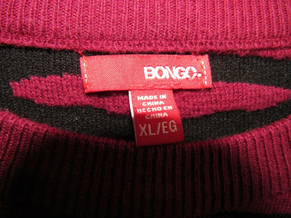 Top Bongo Talla XL Granate Negro Animal Rayas Cuello Redondo Manga Larga Informal Trabajo Foto 2 de 3