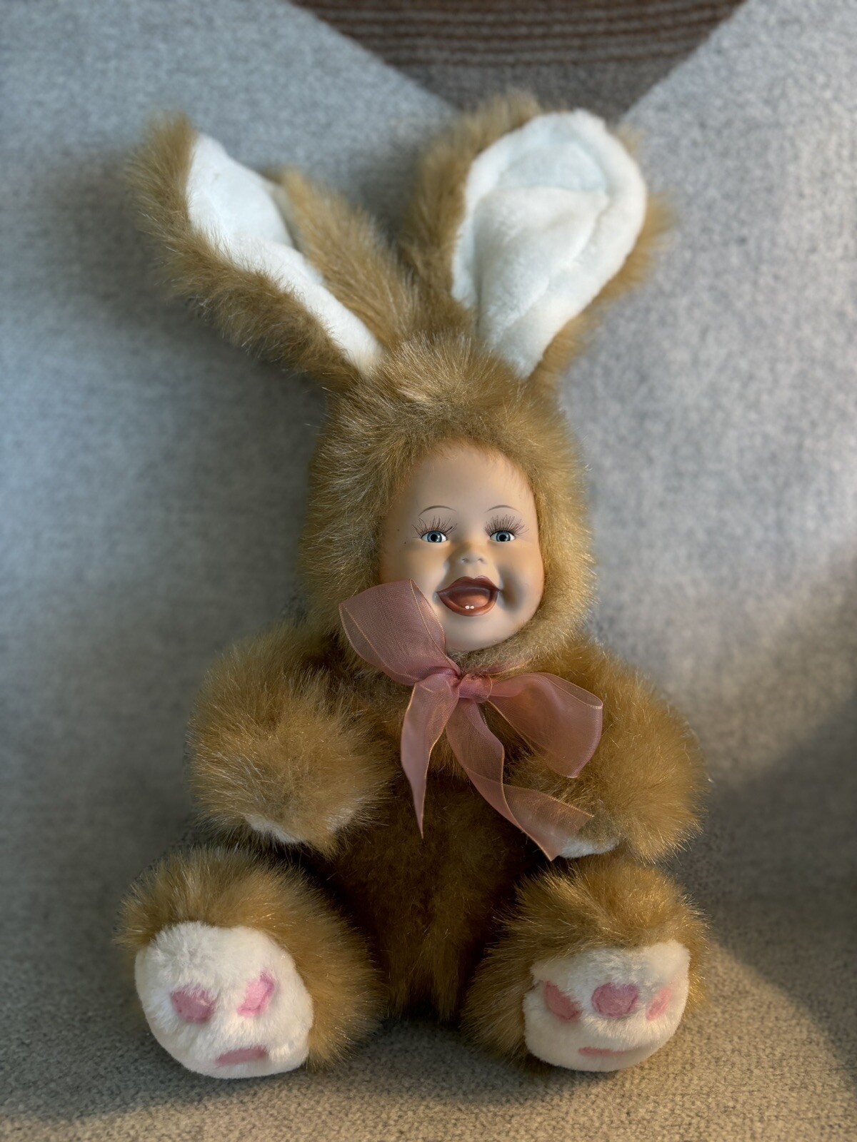 Geppeddo Bunny Cuddle Collectible 2000 Kids Doll Plush Pink Easter 14”