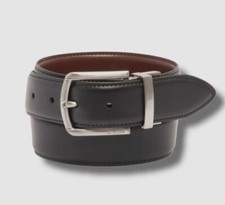 $54 Tommy Hilfiger Mens Black Brown Faux Leat...