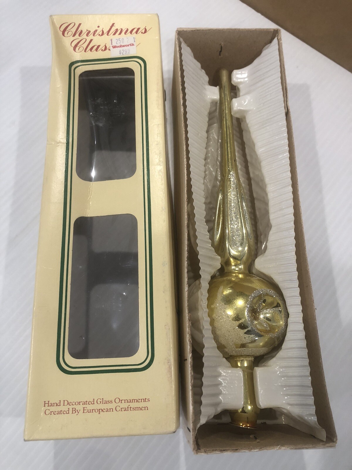 Vintage Christmas Classics Hand Decorated Glass Tree Topper Made in