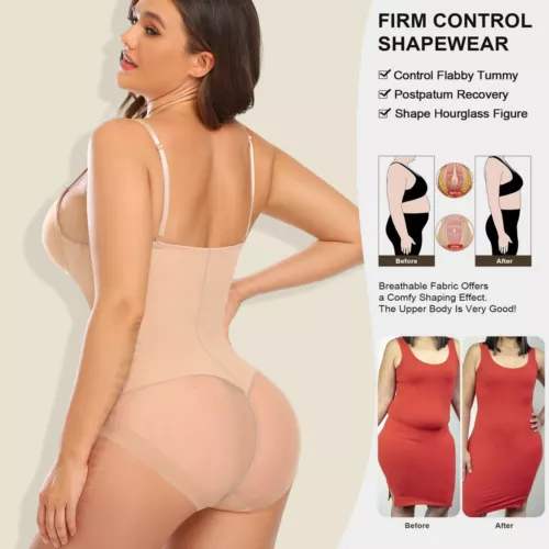 Women's Tummy Control Underwire Bra Bodysuits Body Shaper Leotards Top Jumpsuit - Picture 7 of 23