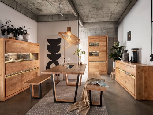 Sideboard Kommode Schrank rustikal BATTURO II Akazie Massivholz Holzrinde 2SK 3T - Bild 4 von 4