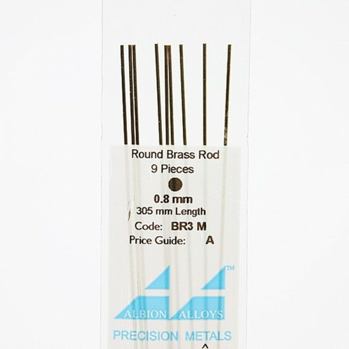 VOLKS Albion Alloys BW08 9 Pieces 0.8mm Round Brass Rod Hobby Toy