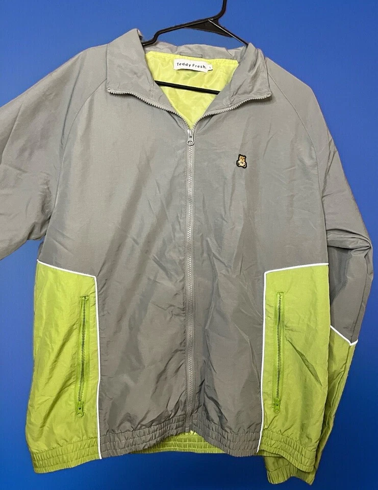 Cortavientos Teddy Fresh Hombre Talla Grande Verde y Gris Cremallera Completa Foto 2 de 4