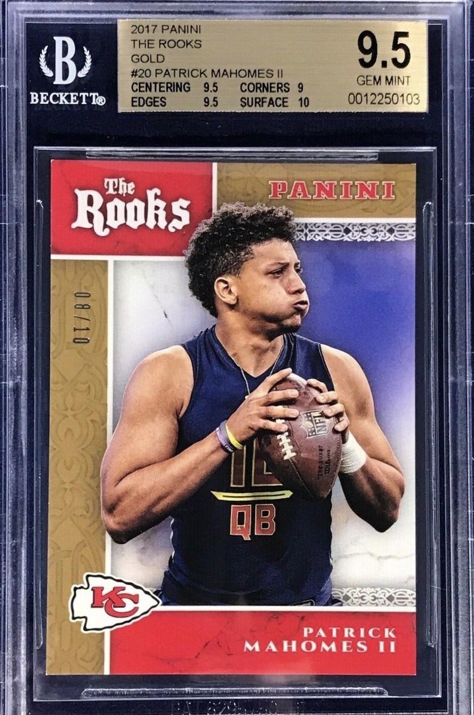 2017 Patrick Mahomes PANINI ROOKS GOLD💎RC #20 /10 BGS 9.5 Pristine 10 sub prizm