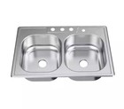 Glacier Bay Drop In 33 in Double Bowl 20 Gauge Stainless Steel Sink 755 731 NEW