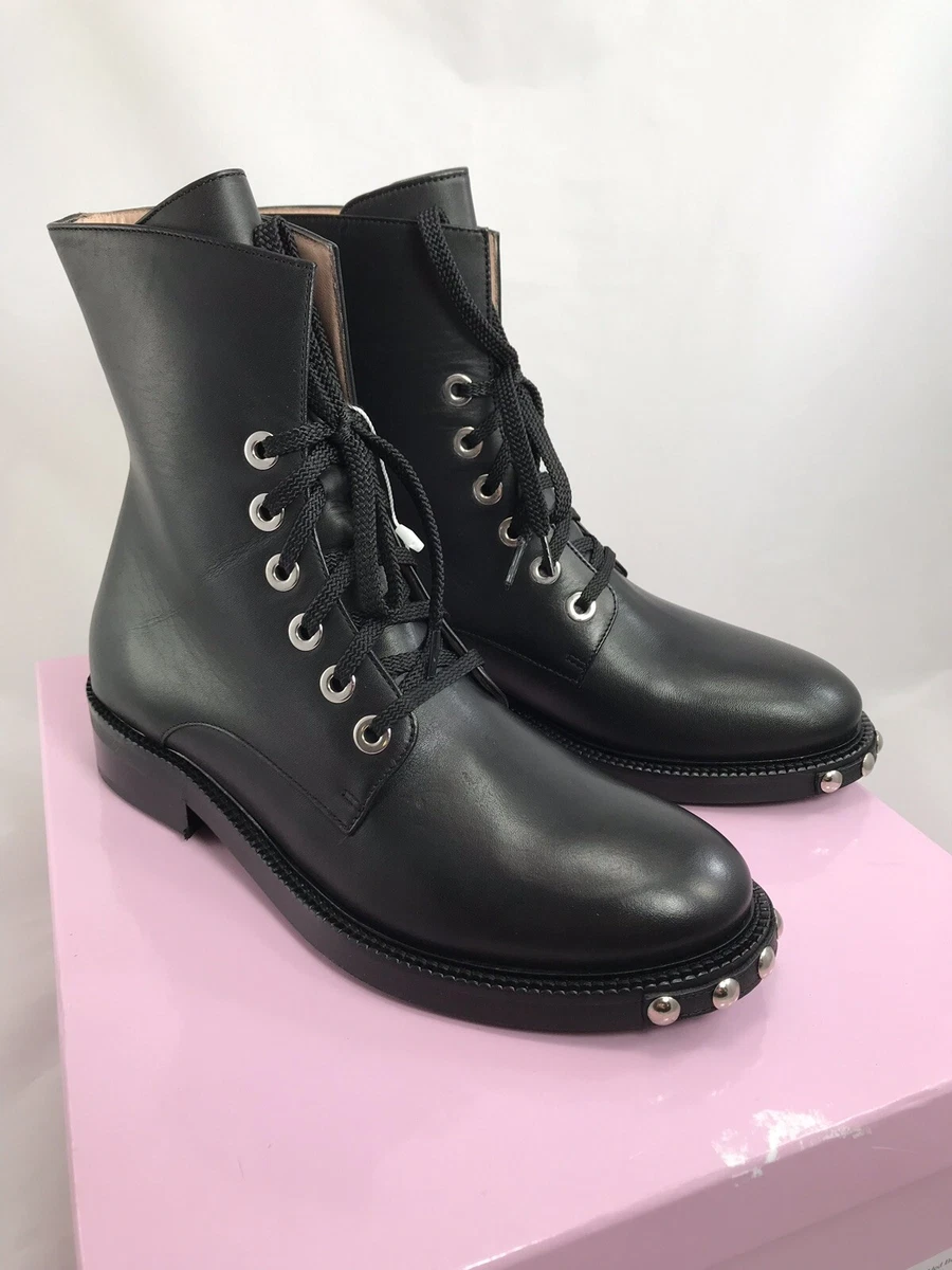 Inch2 Studded Boots Size EU 39 US 8 Black Calf Leather NEW