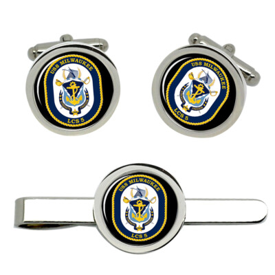 Uss Milwaukee (LCS-5) Manschettenknöpfe Und Krawatte Clip Set