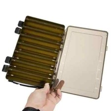 Double-layer Bi-fold Wooden Shrimp Storage Box Fishing Lure Box 14 Compartments