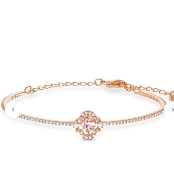 Swarovski Sparkling Dance bangle Clover, Pink, Rose gold