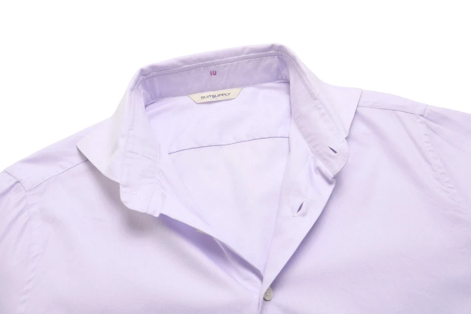 Camicia Formale Slim Fit Suitsupply Uomo LARGE Colletto Cutaway Viola Chiaro - Immagine 4 di 4