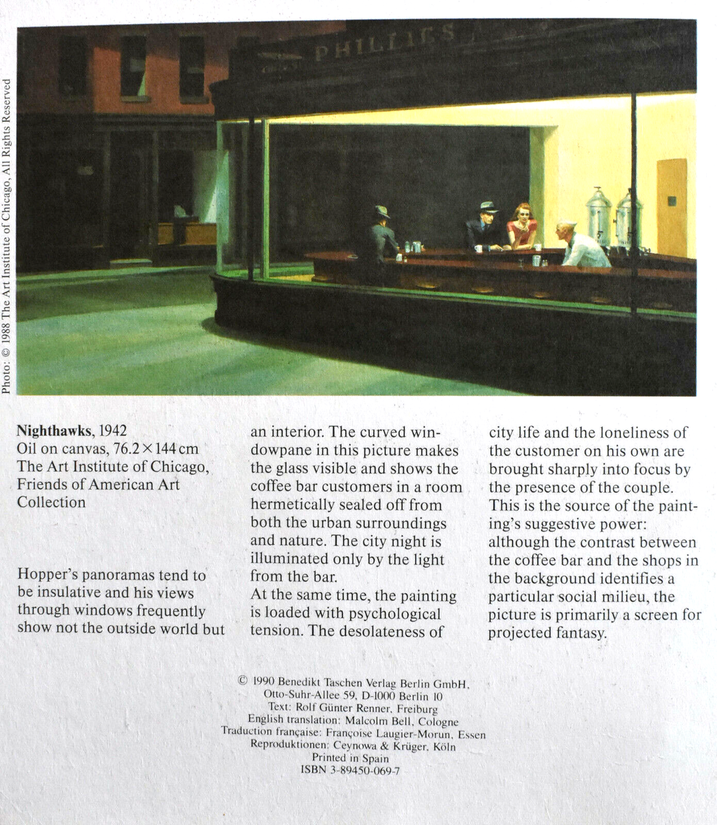 EDWARD HOPPER NIGHTHAWKS LITHOGRAPH, 1990 | eBay