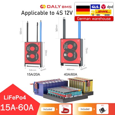 Daly BMS 4S 12V 15A-60A LiFePo4 Battery Protection Board With Balance+NTC