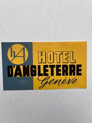 Vintage HOTEL D'ANGLETERRE Decal Geneve, Switzerland 2 1/2 x 4