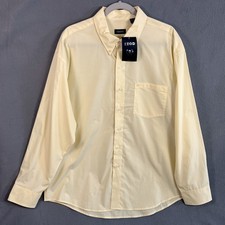 IZOD Men's Essentials Long Sleeve Button-Down Shirt Size XL Lemon Broadleaf NWT