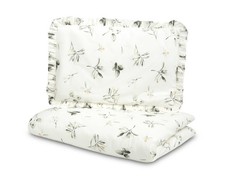 2-Piece Children's Cotton Ruffle Bedding Set, Olive, 100x135/40x60 cm Sensillo