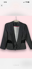 XOXO Women  s Gray Fitted Lined Blazer Jacket Hook  Eye Pleated Twill M