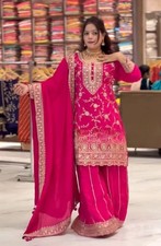 New Heavy Chinon Silk Pink Top Palazzo With Dupatta For Festival  Party Wear