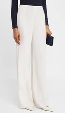 Emporio Armani High Rise Straight-Leg, Off White Side Zip Trousers Sz 8 Ret 575