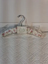 2 NEW Shabby Chic painted Wooden Clothes hanger Still in Wrappings Pink White