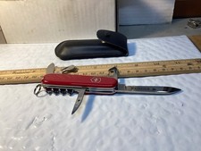 Vintage Victorinox Tourist Swiss Army Knife 84mm Red Buhler. New W/ Sheath