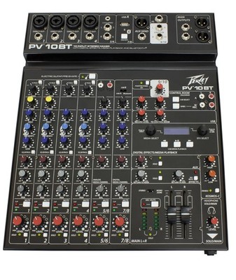 Peavey PV 10BT PV10BT Pro Audio Mixer With 4 Mic In, Bluetooth, USB, Compressor