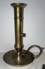 Antique French Push-Up Brass Candle Stick Chamber Stick