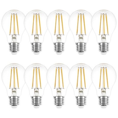 10 x LED Filament Leuchtmittel Birnenform 6W = 60W E27 klar 806lm warmweiß 2700K