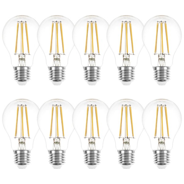 10 X Led Filament Leuchtmittel Birnenform 6W = 60W E27 Klar 806Lm Warmweiß 2700K-image