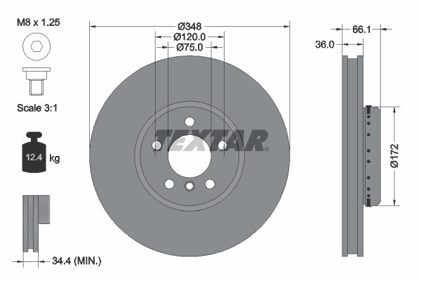 Disque de frein Textar 92253825 haute teneur en carbone longévité routière