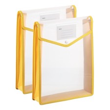 2 Pack A4 Plastic File Folders with Snap Closure, Yellow, Vertical