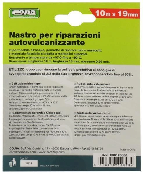 Nastro autovulcanizzante nero 10 m x 19 mm - Immagine 4 di 4