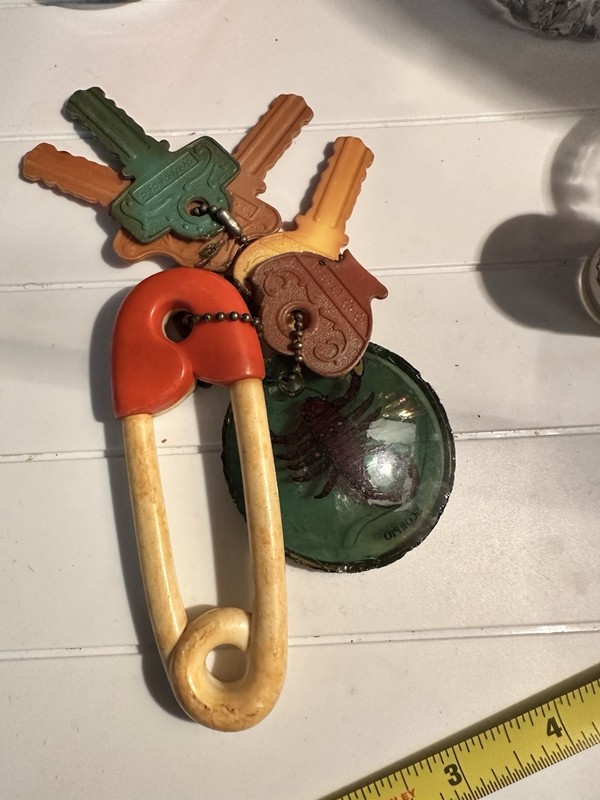 Lot of 4 Vintage Hard Plastic Baby Keys Teething Toys on Chain  Baby Pen