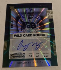 2021 Panini Contenders Ticket Wild Card Round Chauncey Golston Rookie Auto RC. rookie card picture