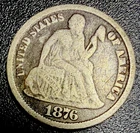 1876-CC Seated Liberty Silver Dime, Carson City Mint Issue, VG Details -