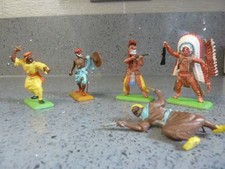 Vintage Britains Deetail Arab warrior and Indian  Made in UK (5) figures