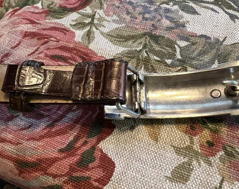 Brighton Vintage Marrón Repujado Cuero Reptil Hebilla Plateada Talla M30 Foto 3 de 4