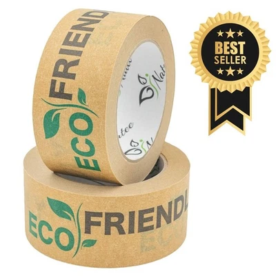 NATEE Eco Kraft Printed Parcel Tape 50m | Biodegradable | Plastic-Free | Zero Waste