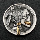 hobo nickel native American chief skull with 24K gold hand engraved buffalo coin
