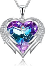 Heart Necklaces for Women, 18K White Gold and Rose Gold Plated Pendant